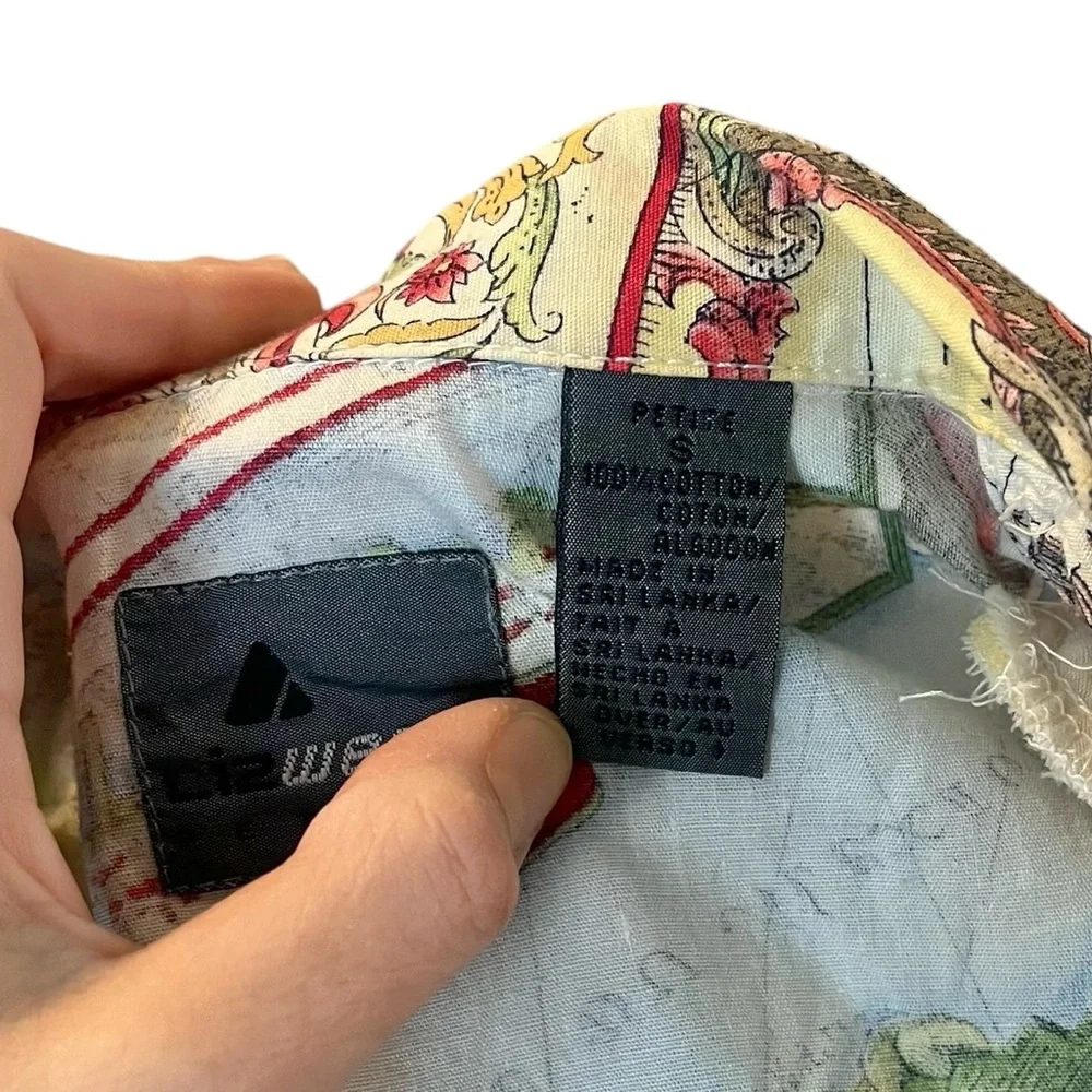 Vintage map print button up shirt short sleeve SP - Picture 13 of 13